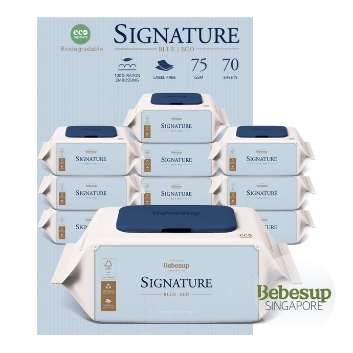 [Biodegradable] Signature Blue Eco Baby Wipes, 70s x 10 Packs