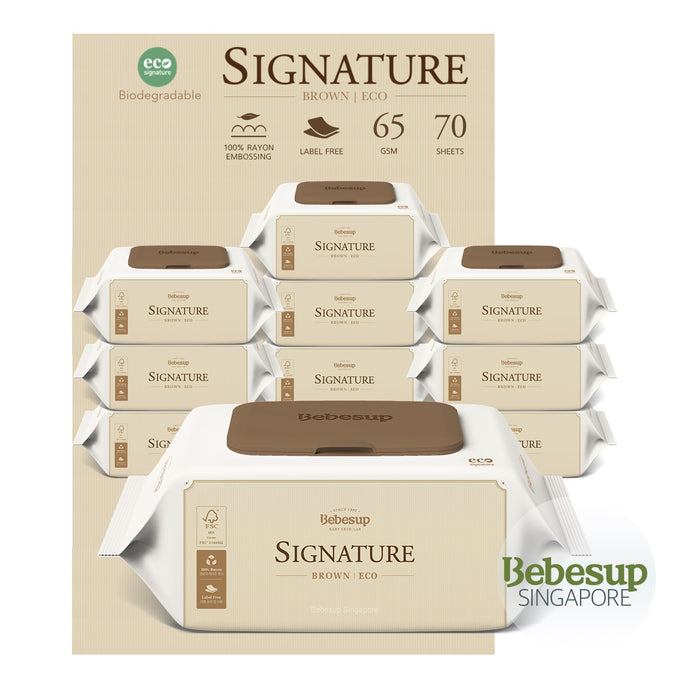 [Biodegradable] Signature Brown Eco Baby Wipes, 70s x 10 Packs
