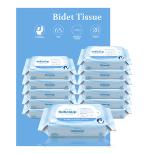 [Flushable] Bidet Tissue Wet Wipes, 20s x 12 Packs