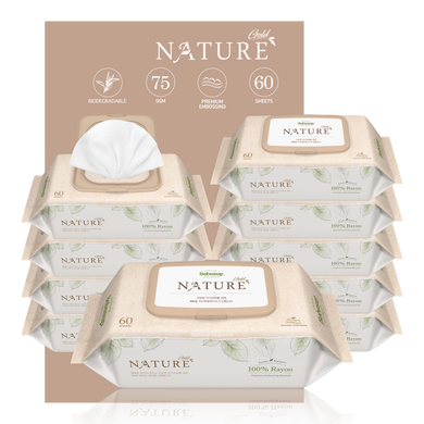 [Biodegradable] Nature Gold Baby Wipes, 60s x 10 Packs