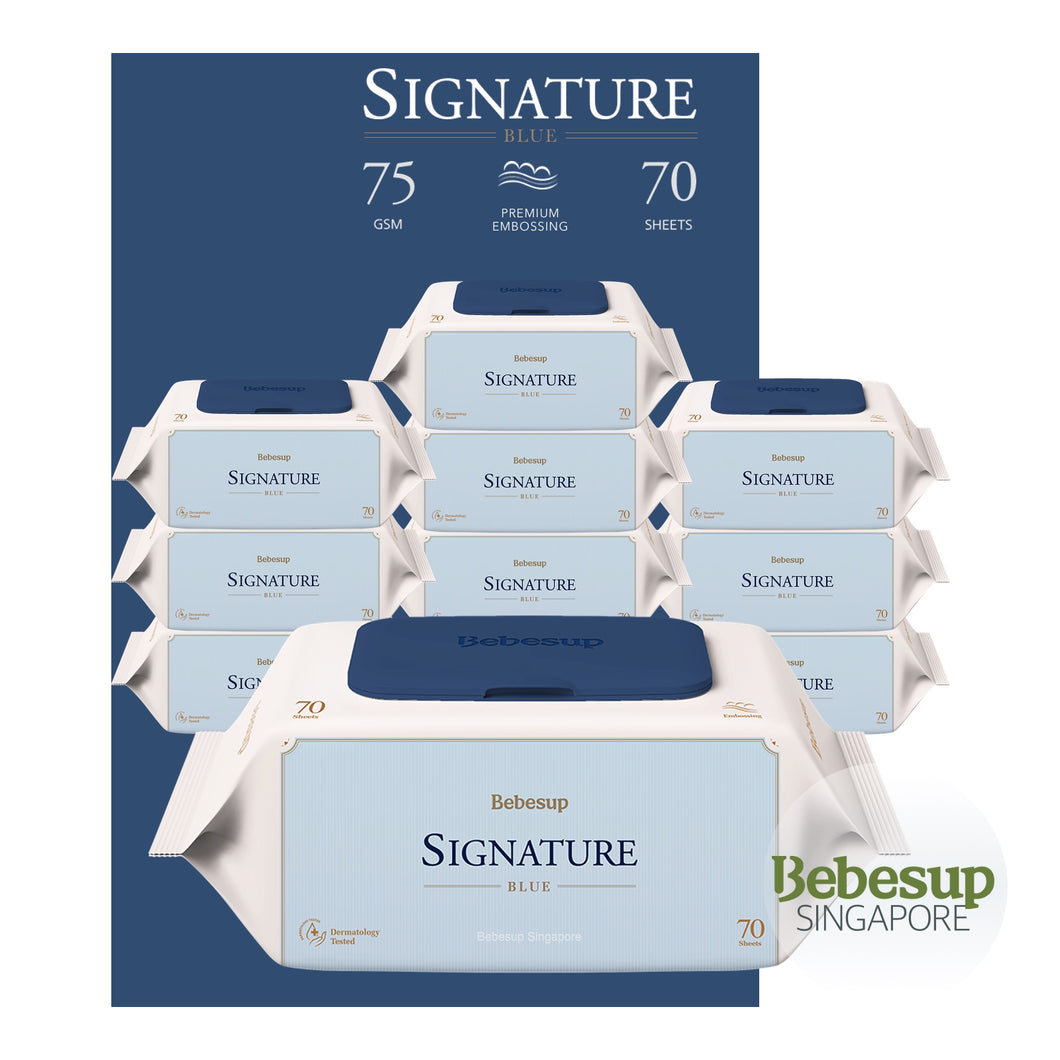 Signature Blue Baby Wipes, 70s x 10 Packs