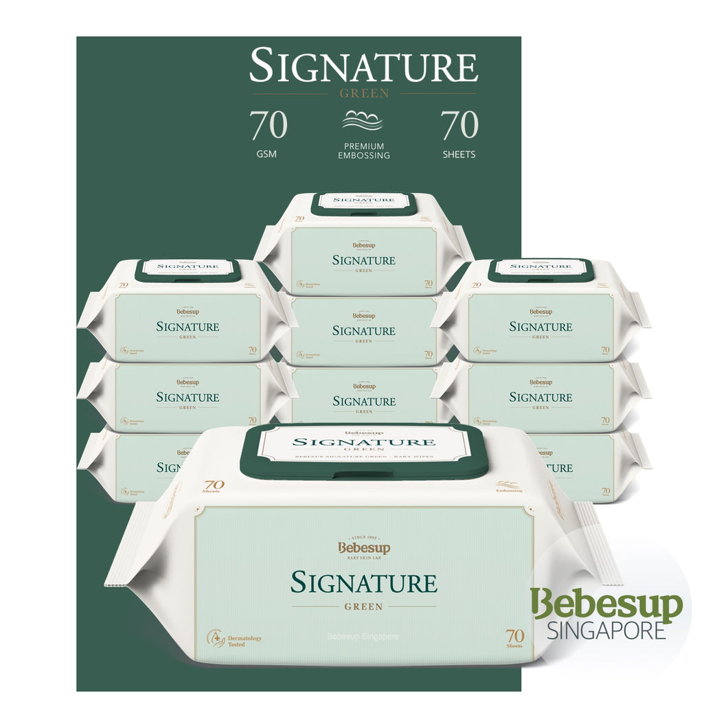Signature Green Baby Wipes, 70s x 10 Packs