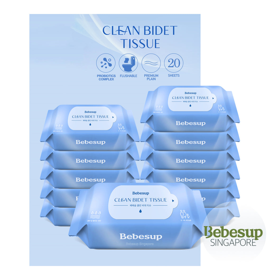 [Flushable] Clean Bidet Tissue Wet Wipes, 20s x 12 Packs