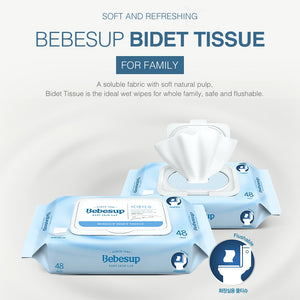 [Flushable] Bidet Tissue Wet Wipes, 48s x 10 Packs