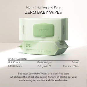 Bebesup Zero Baby Wipes, 80s x 10 Packs